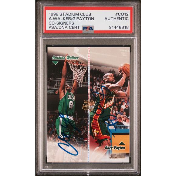 1998 Topps Stadium Club Co-Signers CO12 Antoine Walker Gary Payton PSA Authentic - Picture 1 of 5